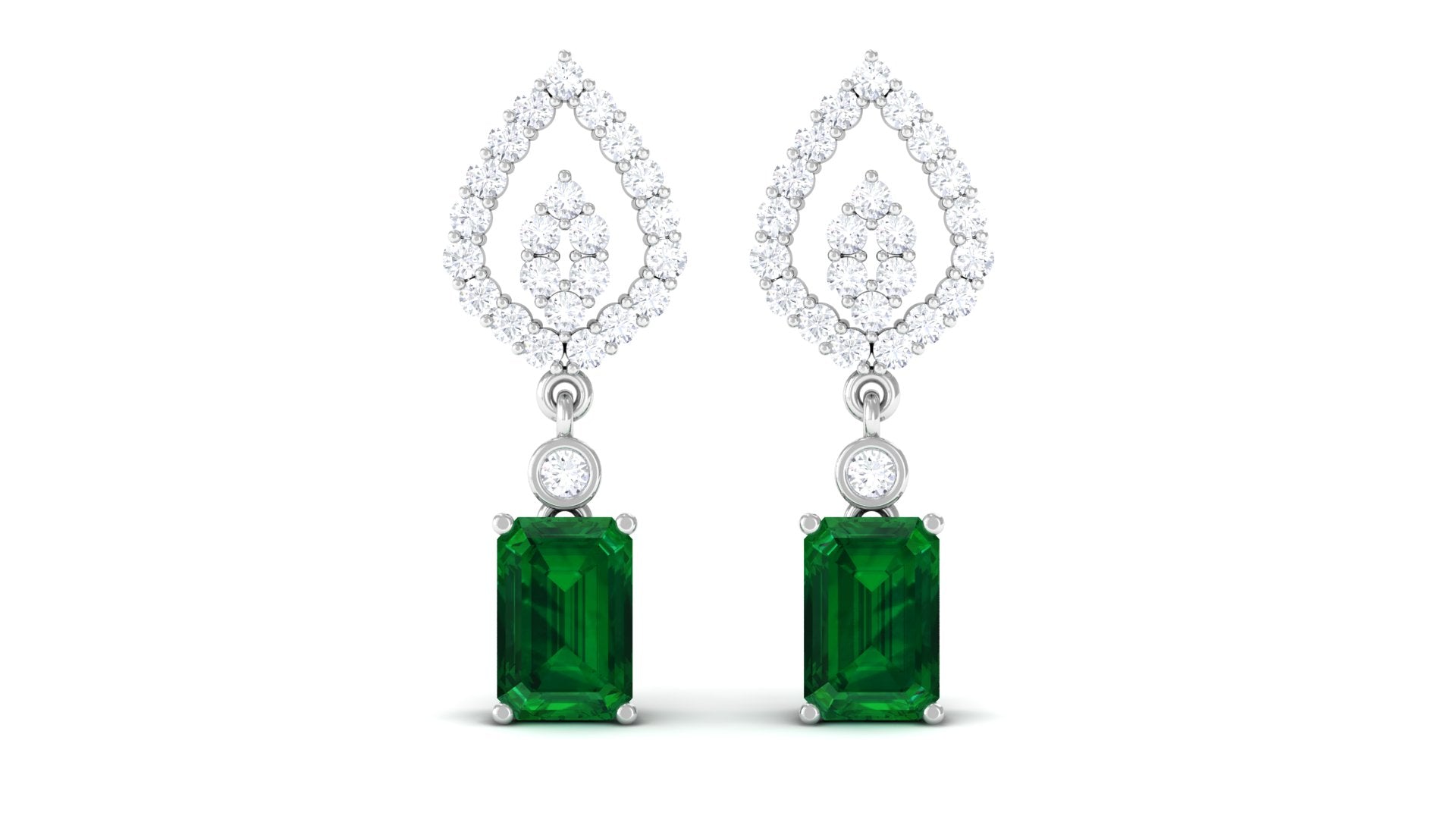 Vibrant Grown Labs-Art Deco Lab Created Emerald Drop Earrings for Women