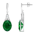 Vibrant Grown Labs-Created Emerald Statement Dangle Earrings with Accent