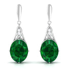 Vibrant Grown Labs-Created Emerald Statement Dangle Earrings with Accent