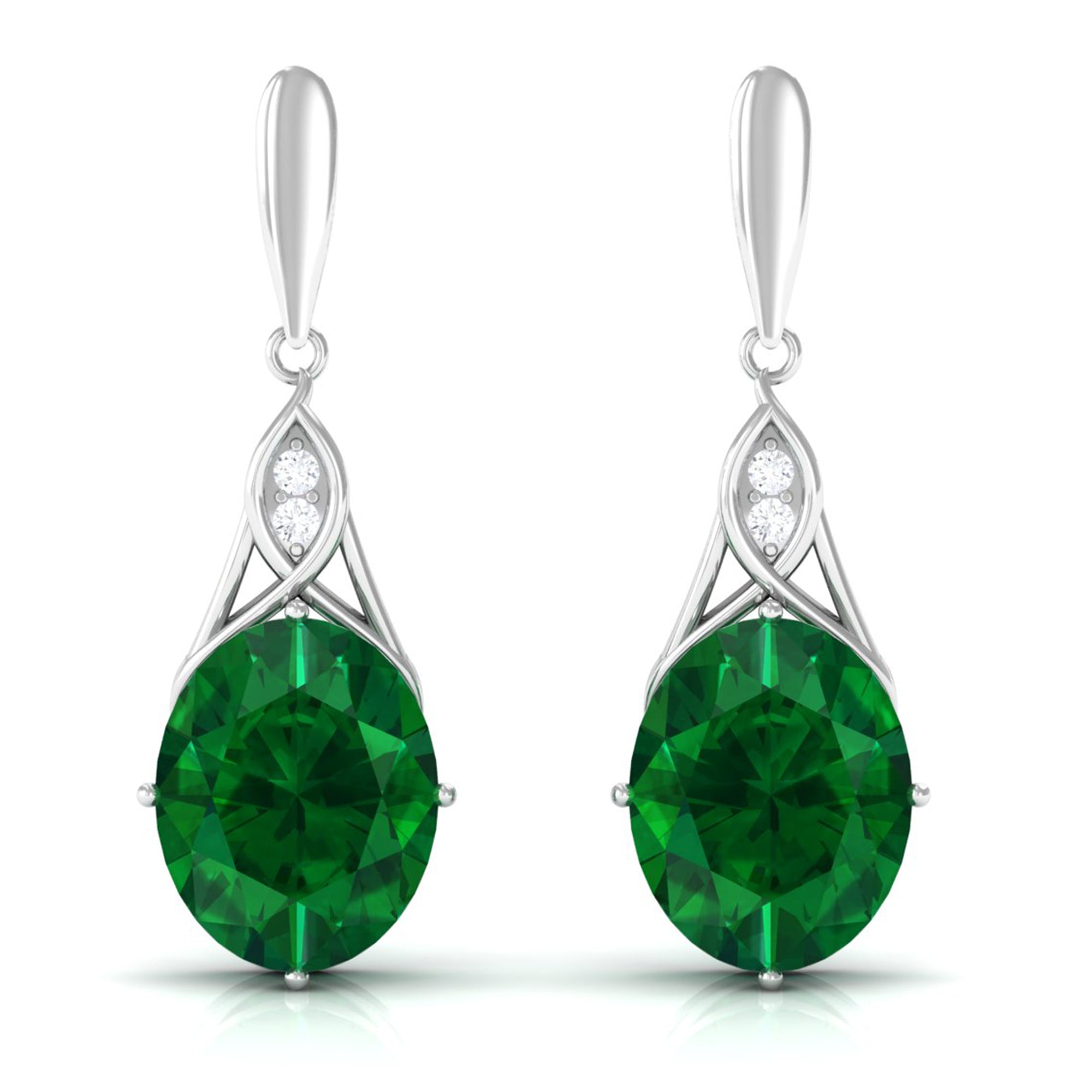 Vibrant Grown Labs-Created Emerald Statement Dangle Earrings with Accent