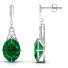 Vibrant Grown Labs-Created Emerald Statement Dangle Earrings with Accent