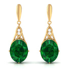 Vibrant Grown Labs-Created Emerald Statement Dangle Earrings with Accent