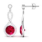 Vibrant Grown Labs-Minimal Lab Created Ruby Drop Earrings for Women