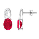 Vibrant Grown Labs-Minimal Created Ruby Stud Earrings with Diamond