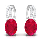 Vibrant Grown Labs-Minimal Created Ruby Stud Earrings with Diamond