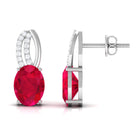 Vibrant Grown Labs-Minimal Created Ruby Stud Earrings with Diamond