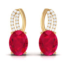 Vibrant Grown Labs-Minimal Created Ruby Stud Earrings with Diamond