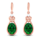 Vibrant Grown Labs-Oval Lab Created Emerald Love Knot Dangle Earrings