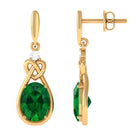 Vibrant Grown Labs-Oval Lab Created Emerald Love Knot Dangle Earrings