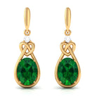 Vibrant Grown Labs-Oval Lab Created Emerald Love Knot Dangle Earrings