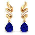 Vibrant Grown Labs-Created Blue Sapphire Teardrop Earrings with Diamond Accent