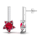 Vibrant Grown Labs-Lab Created Ruby Floral Drop Earrings for Women