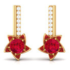 Vibrant Grown Labs-Lab Created Ruby Floral Drop Earrings for Women