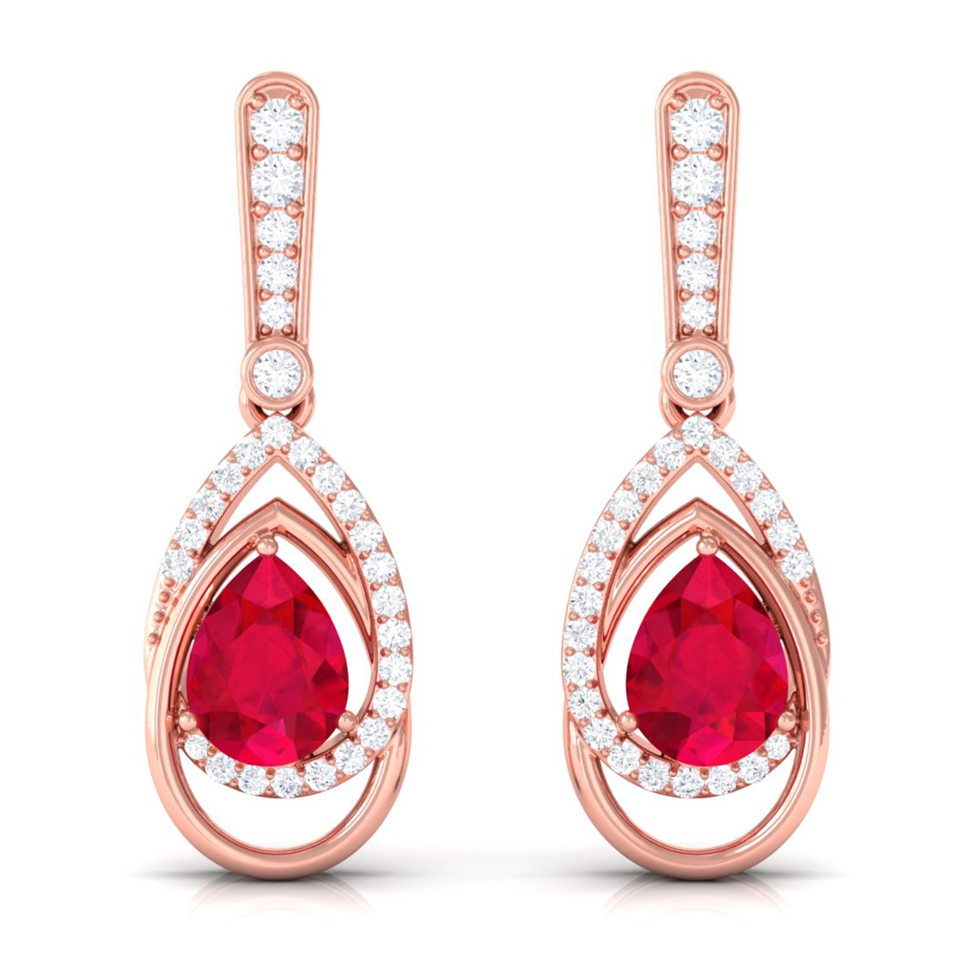 Vibrant Grown Labs-Created Ruby Teardrop Classic Earrings for Women