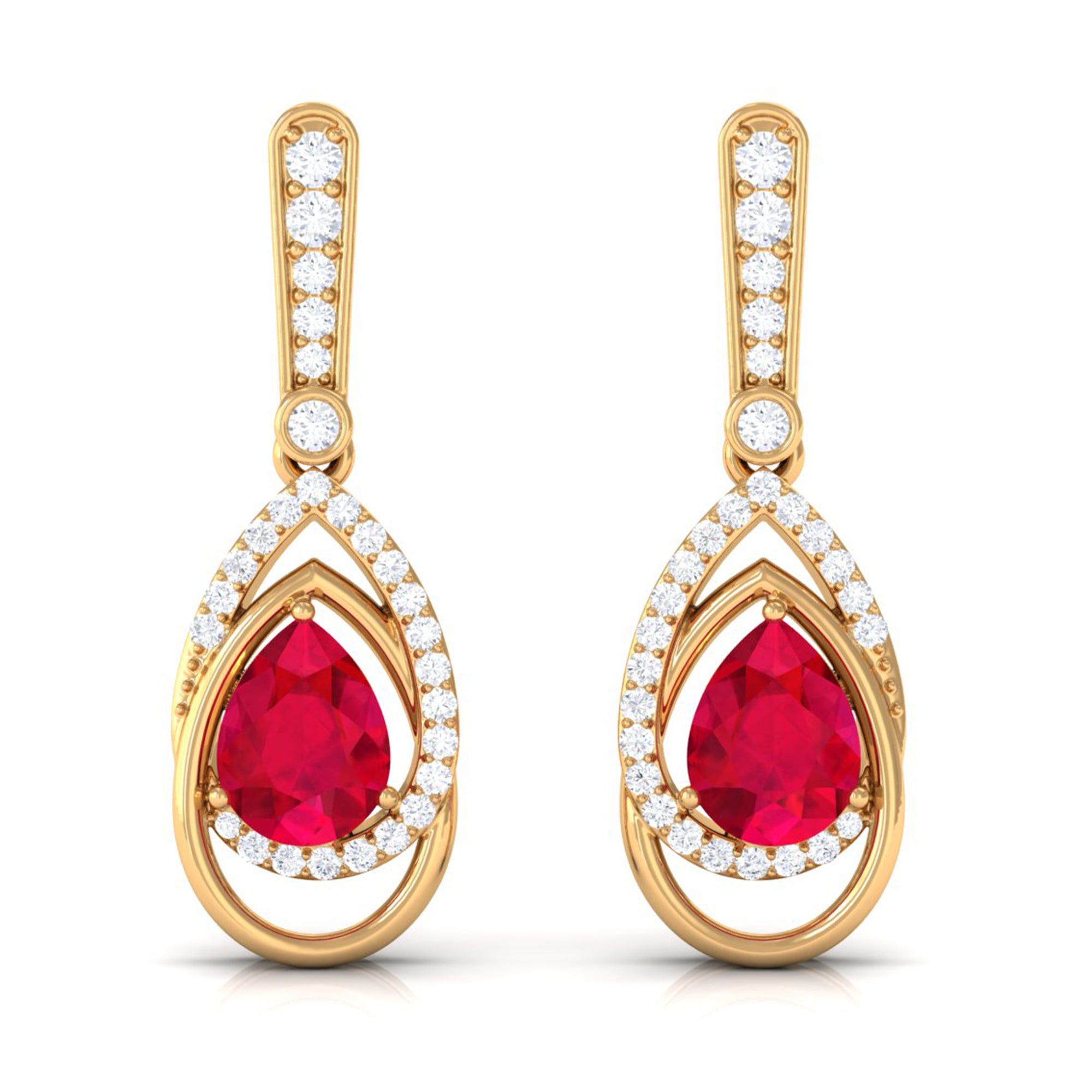 Vibrant Grown Labs-Created Ruby Teardrop Classic Earrings for Women