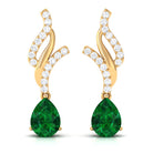 Vibrant Grown Labs-Created Emerald Teardrop Minimal Dangle Earrings with Accent