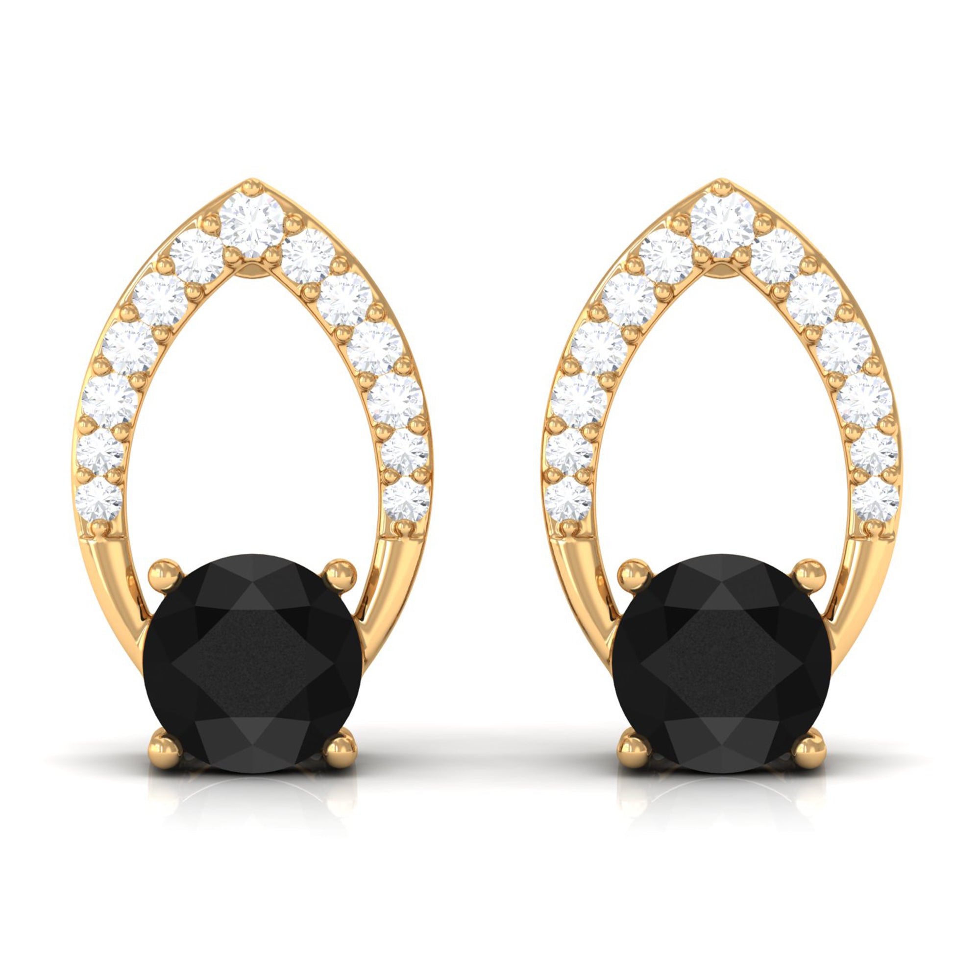 Vibrant Grown Labs-Created Black Diamond Minimalist Leaf Stud Earrings