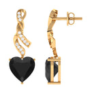 Lab Grown Black Diamond Heart Drop Earrings with Diamond Lab Created Black Diamond - ( AAAA ) - Quality - Vibrant Grown Labs