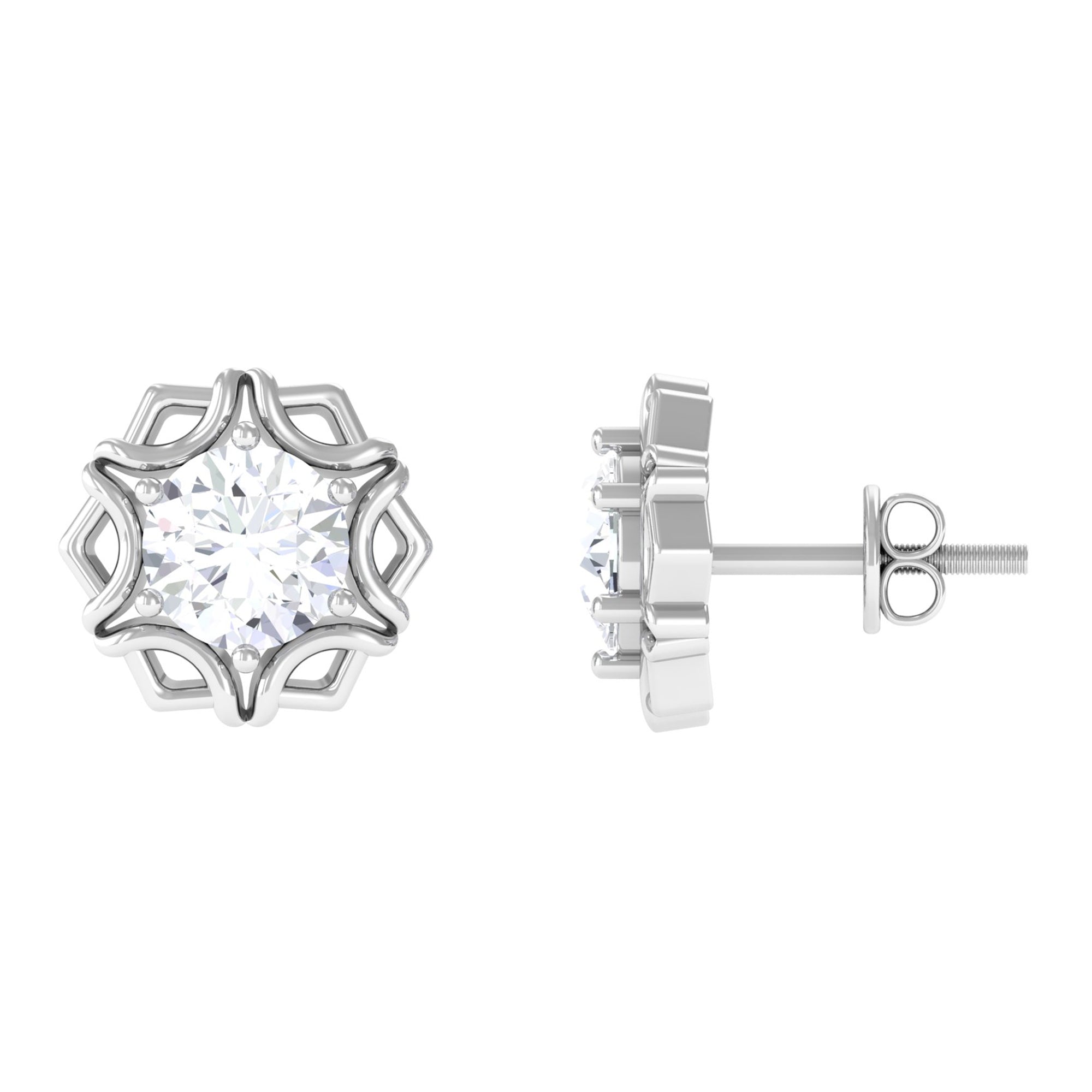 Vibrant Grown Labs-Nature Inspired Floral Stud Earrings with Lab Grown Diamond