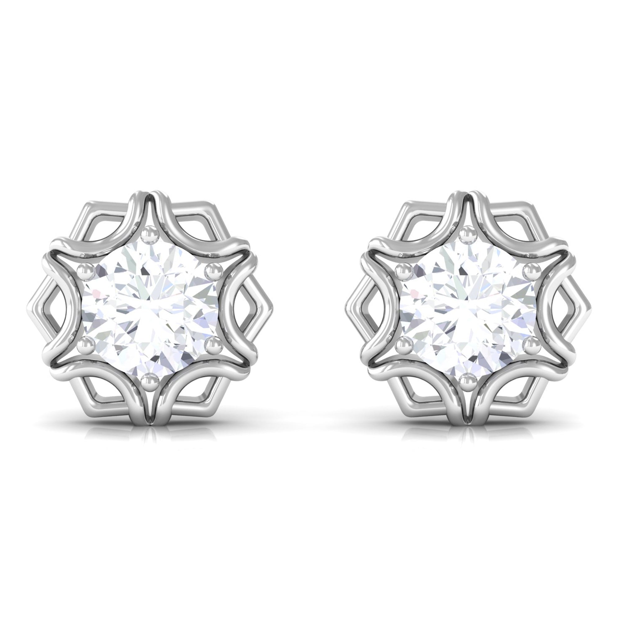 Vibrant Grown Labs-Nature Inspired Floral Stud Earrings with Lab Grown Diamond