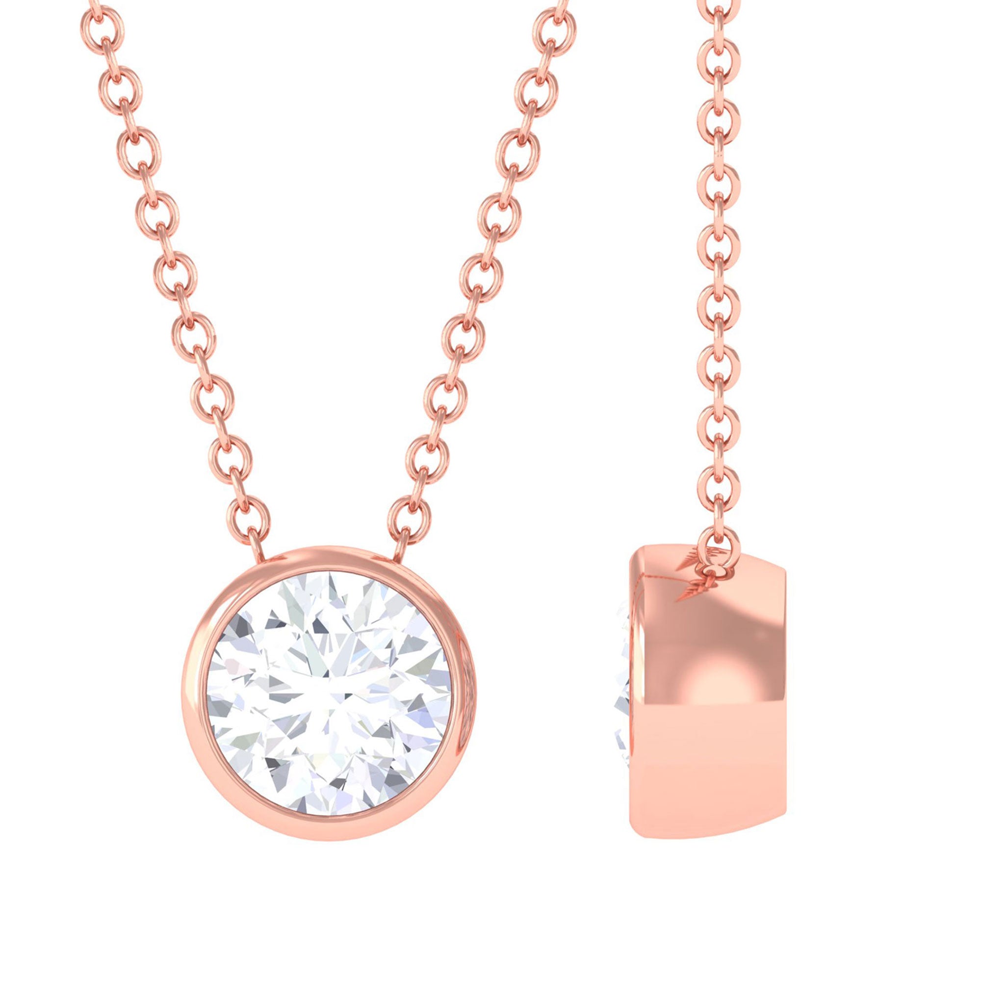 Vibrant Grown Labs-Bezel Set Lab Grown Diamond Solitaire Pendant Necklace