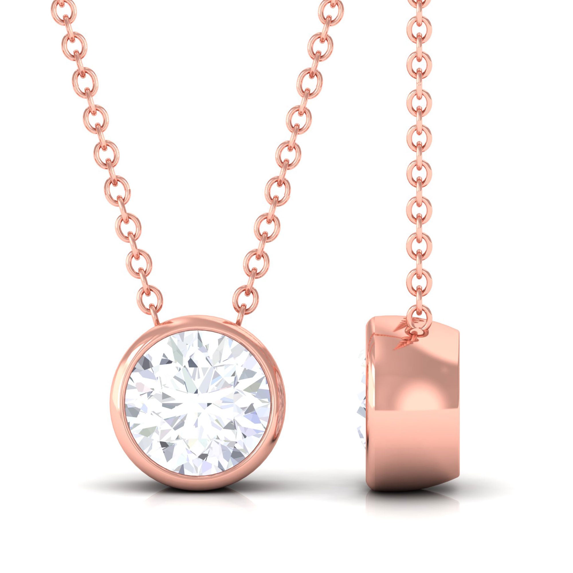 Vibrant Grown Labs-Bezel Set Lab Grown Diamond Solitaire Pendant Necklace