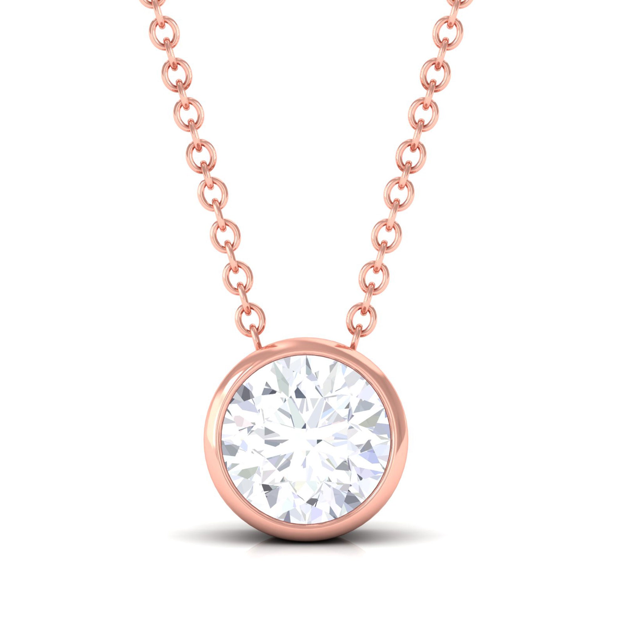 Vibrant Grown Labs-Bezel Set Lab Grown Diamond Solitaire Pendant Necklace