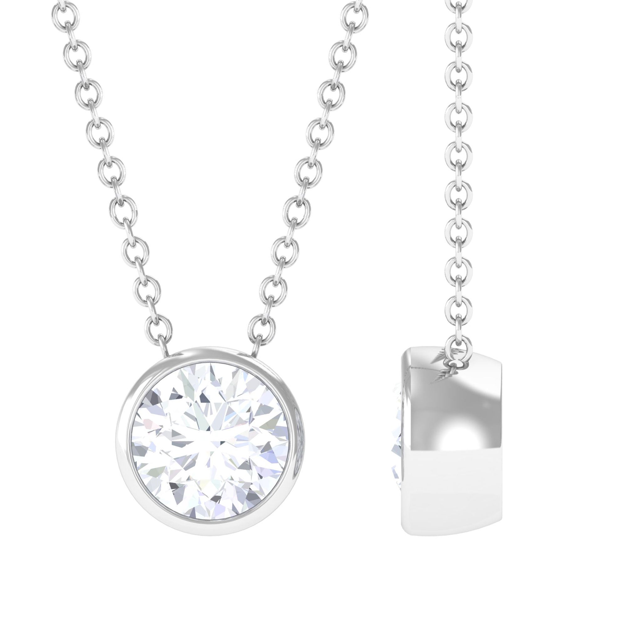 Vibrant Grown Labs-Bezel Set Lab Grown Diamond Solitaire Pendant Necklace