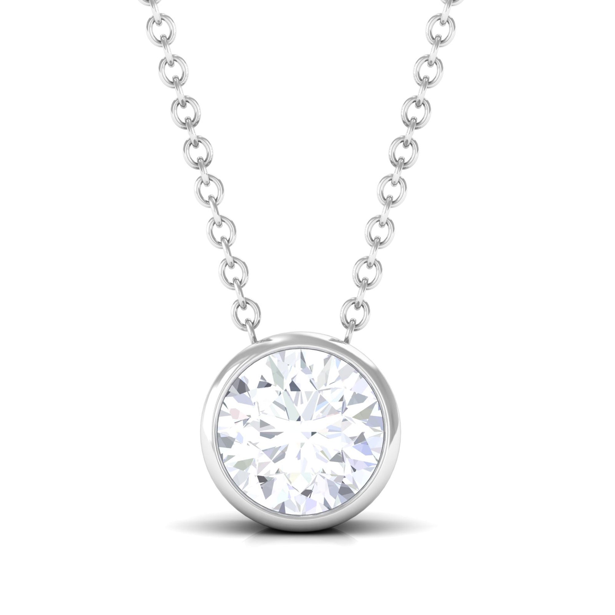 Vibrant Grown Labs-Bezel Set Lab Grown Diamond Solitaire Pendant Necklace