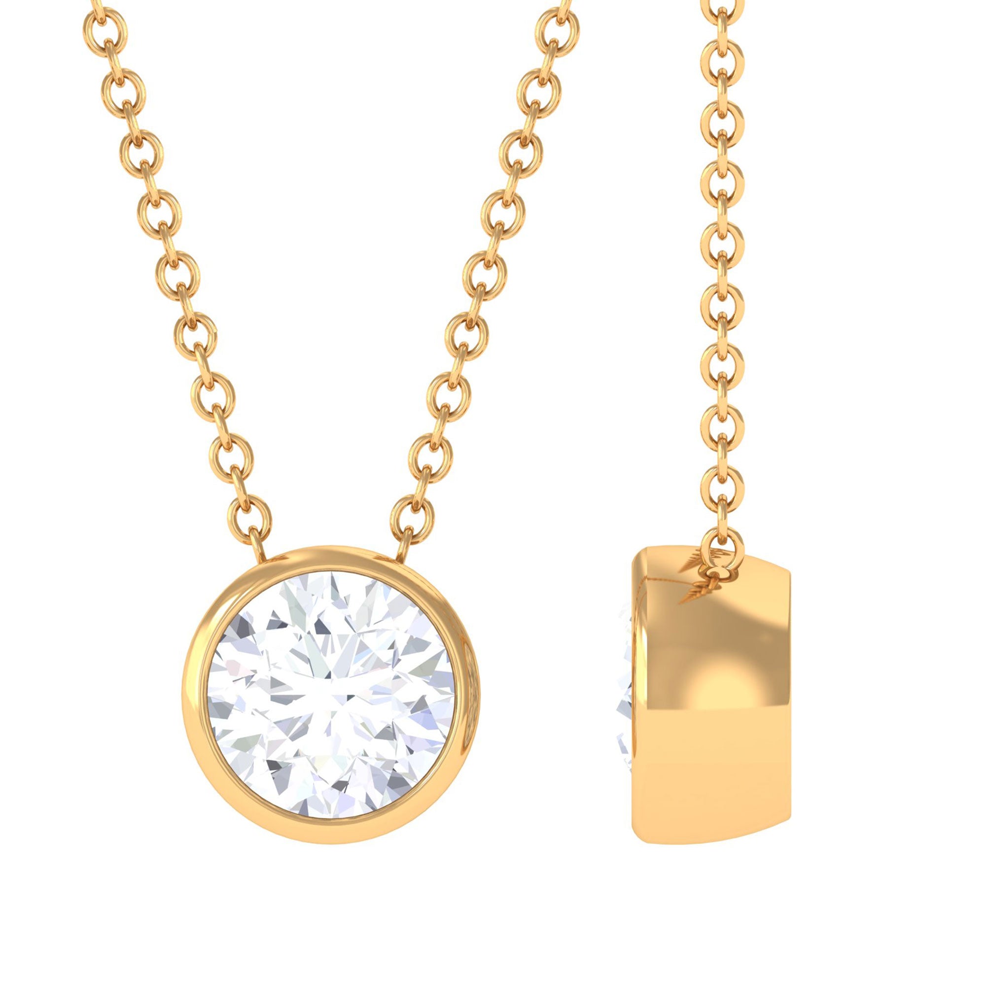 Vibrant Grown Labs-Bezel Set Lab Grown Diamond Solitaire Pendant Necklace