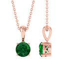 Vibrant Grown Labs-Round Lab Grown Emerald Solitaire Pendant Necklace