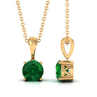 Vibrant Grown Labs-Round Lab Grown Emerald Solitaire Pendant Necklace