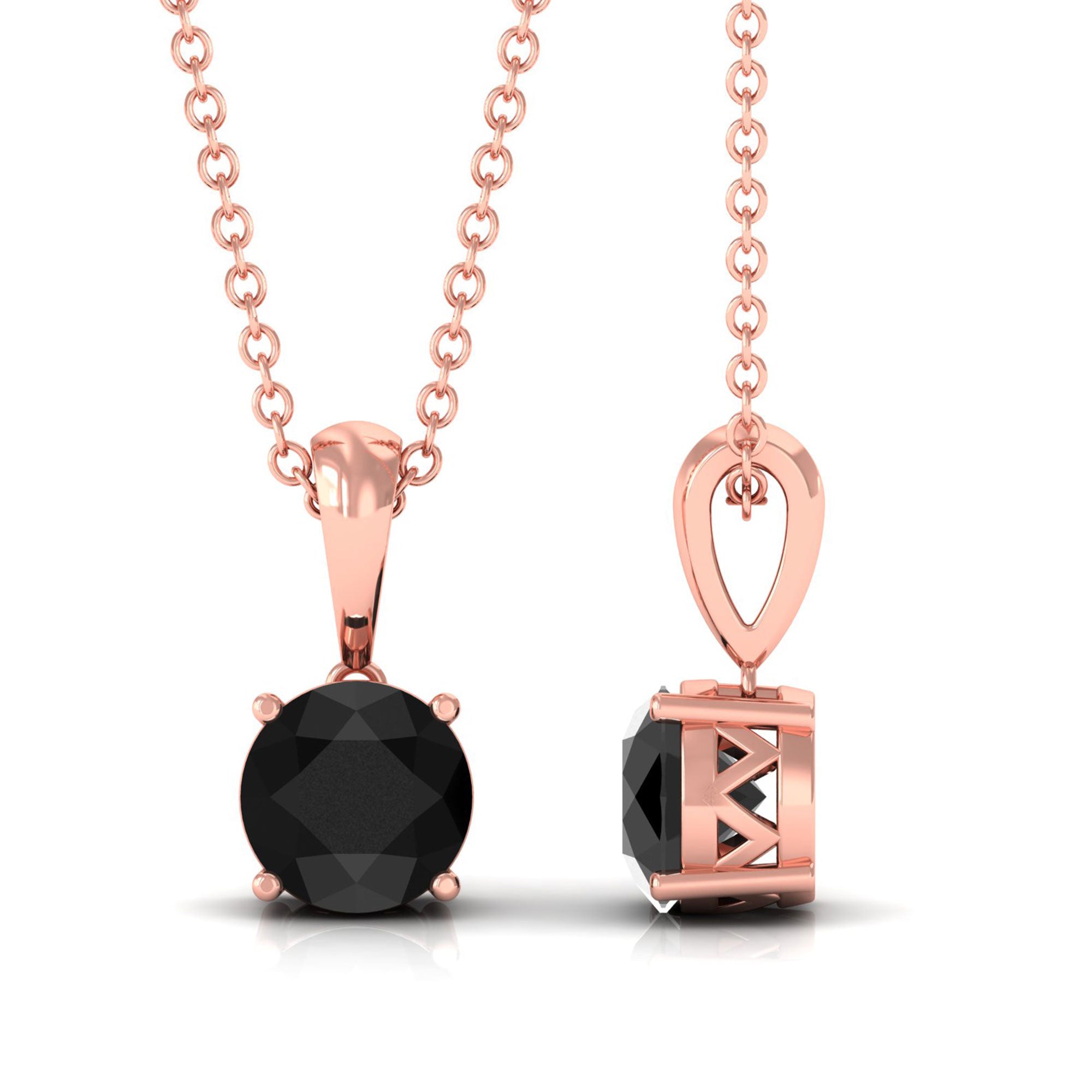 Vibrant Grown Labs-Round Shape Lab Grown Black Diamond Solitaire Pendant Necklace