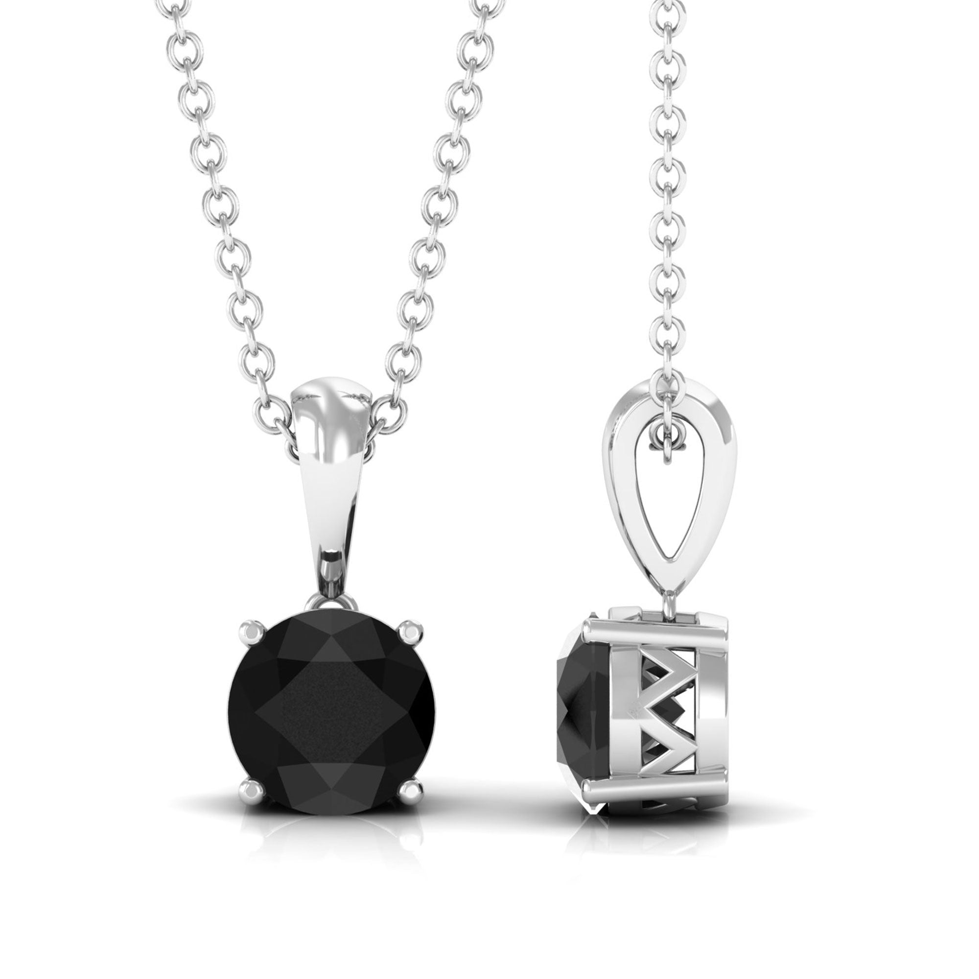 Vibrant Grown Labs-Round Shape Lab Grown Black Diamond Solitaire Pendant Necklace