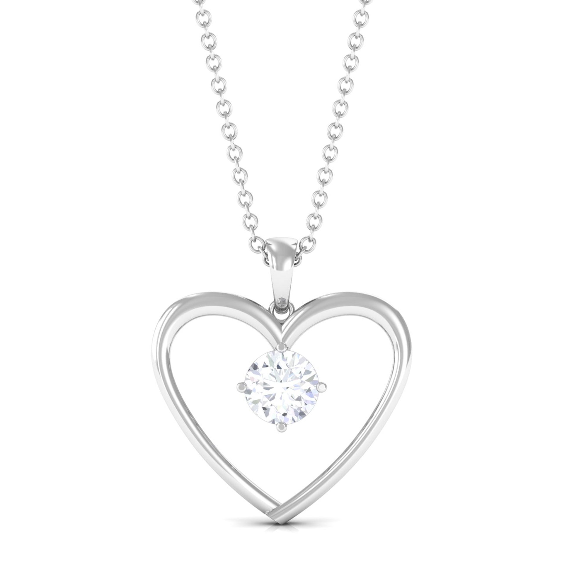 Vibrant Grown Labs-Minimalist Lab Grown Diamond Open Heart Pendant Necklace