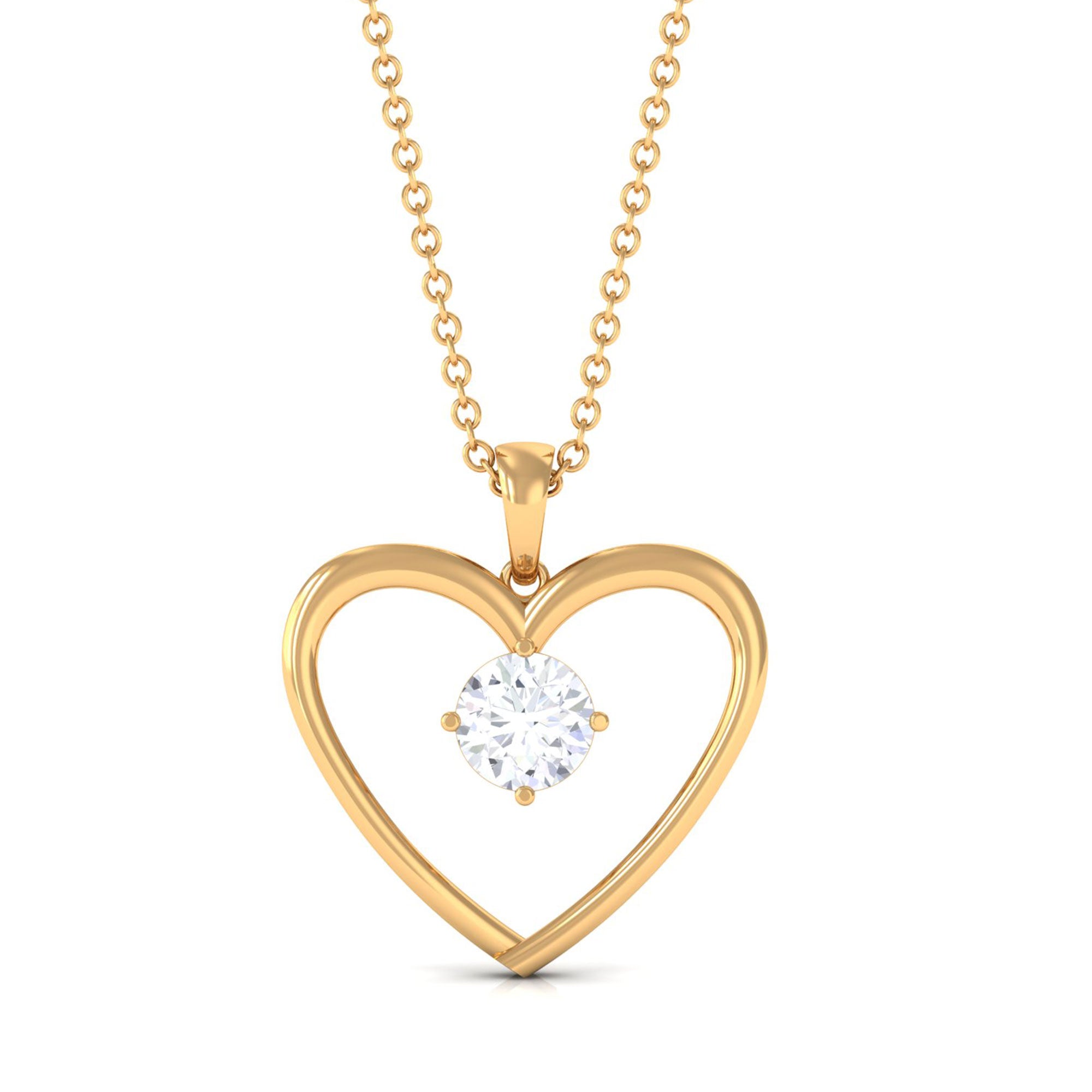 Vibrant Grown Labs-Minimalist Lab Grown Diamond Open Heart Pendant Necklace