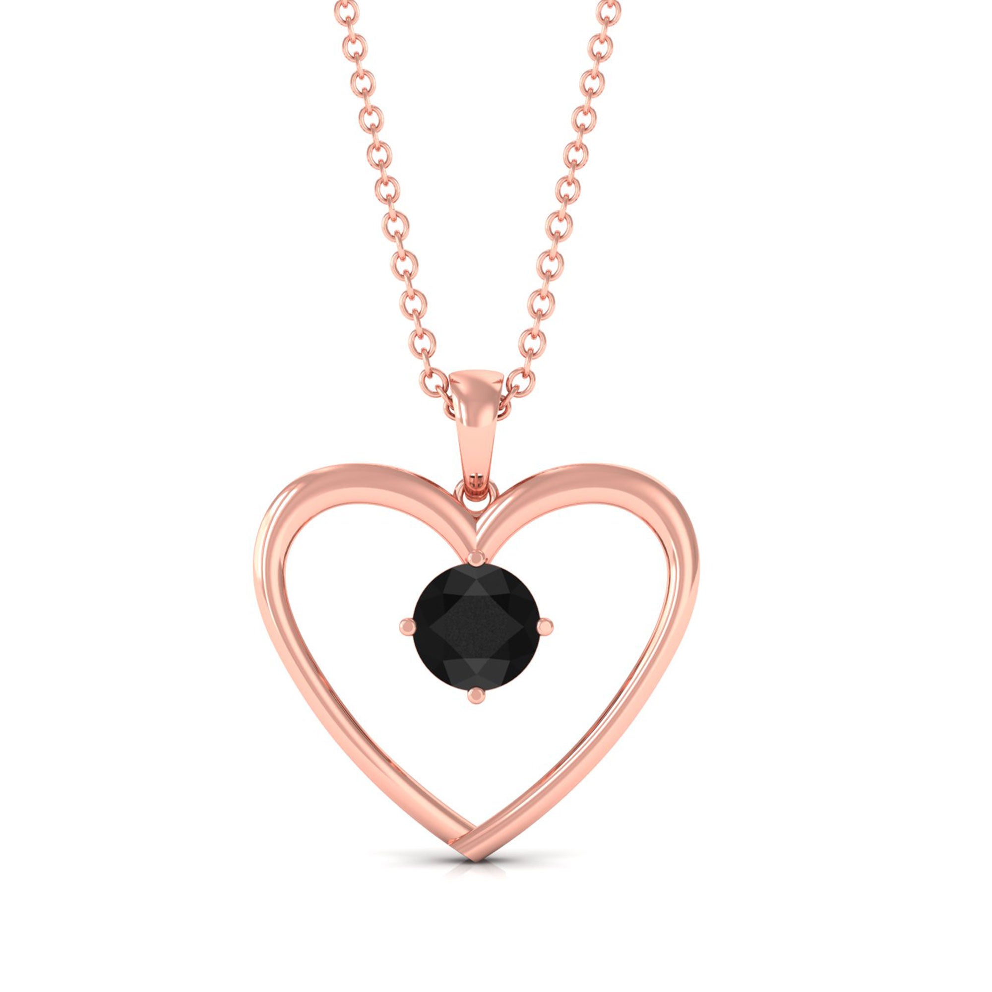 Vibrant Grown Labs-Minimal Heart Pendant Necklace with Lab Grown Black Diamond