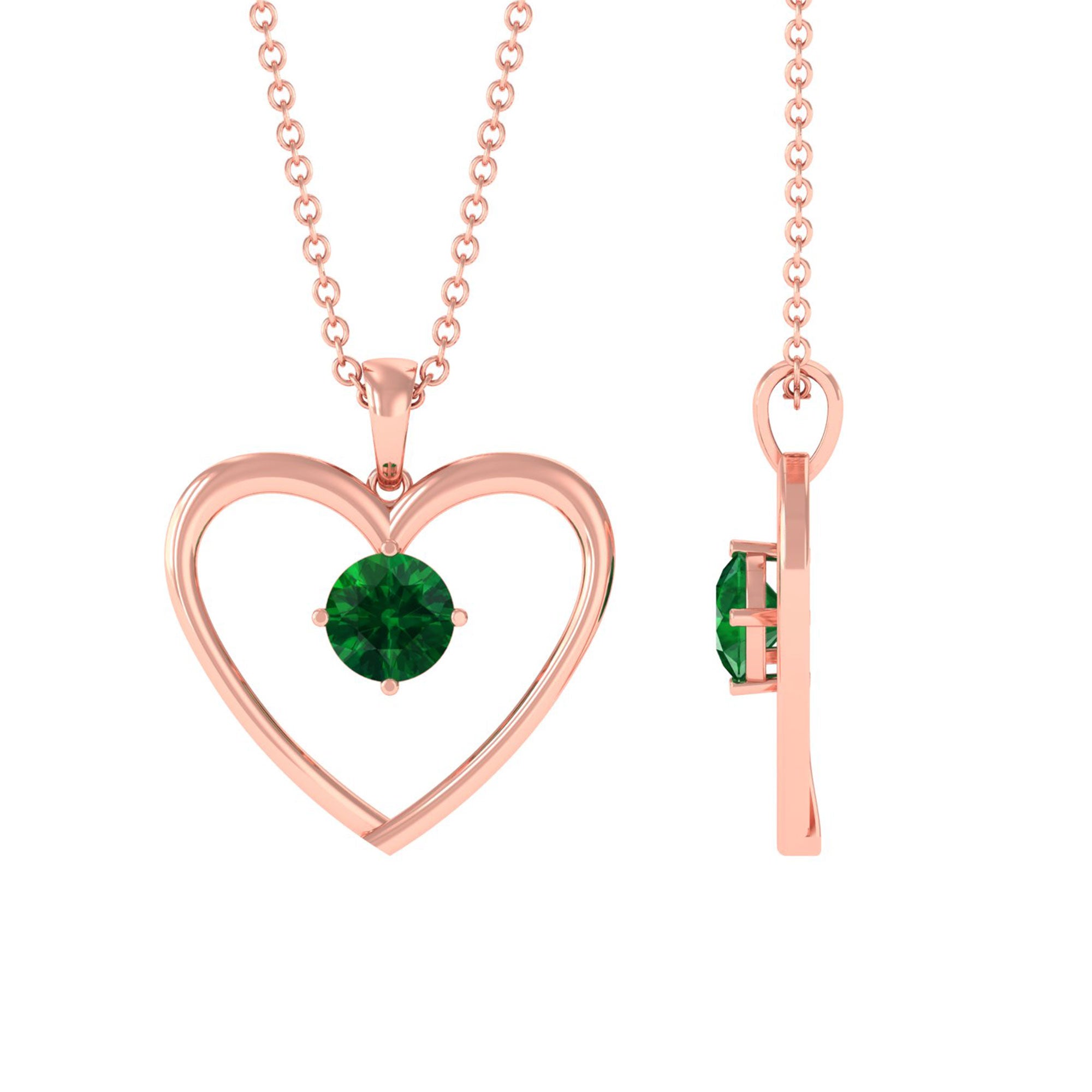 Vibrant Grown Labs-Lab Grown Emerald Heart Pendant Necklace