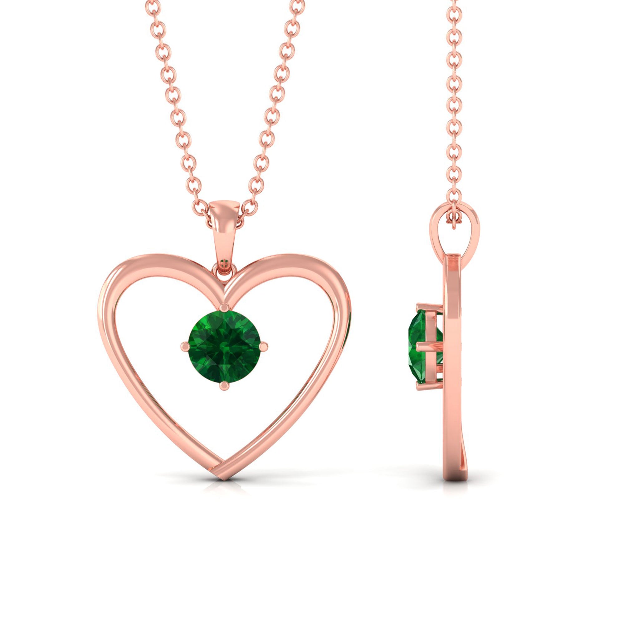 Vibrant Grown Labs-Lab Grown Emerald Heart Pendant Necklace