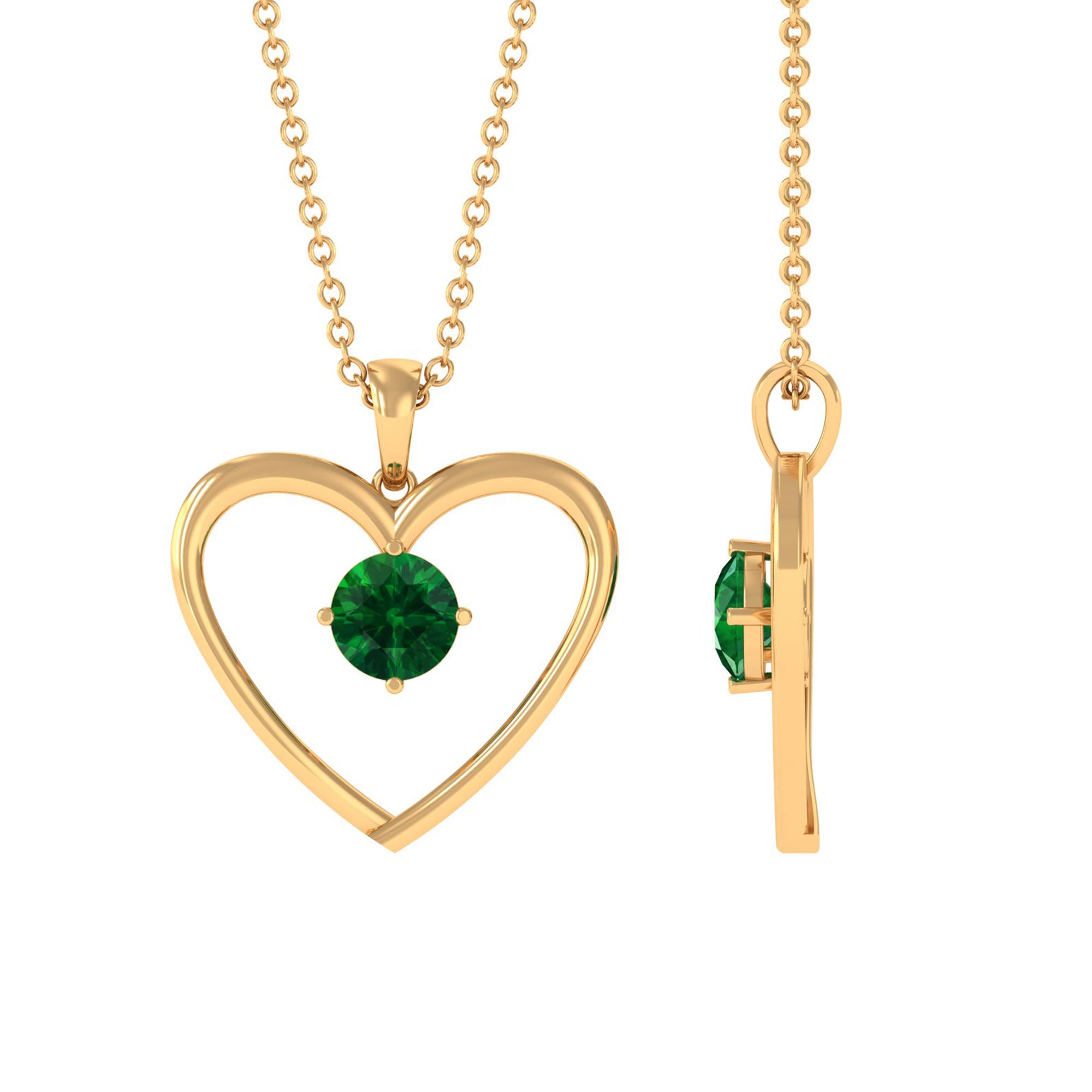 Vibrant Grown Labs-Lab Grown Emerald Heart Pendant Necklace