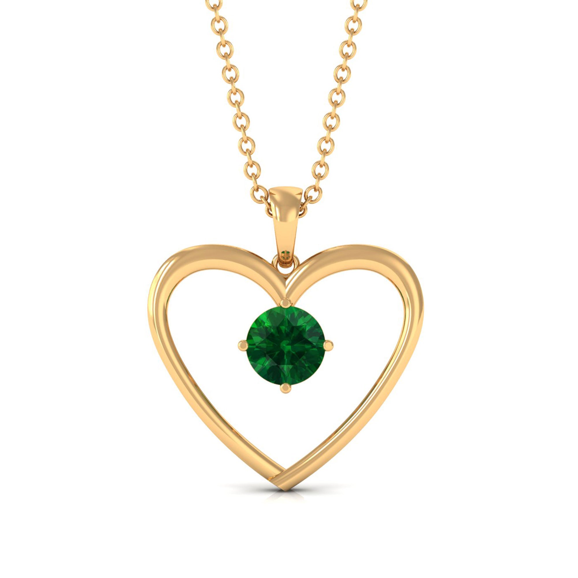 Vibrant Grown Labs-Lab Grown Emerald Heart Pendant Necklace