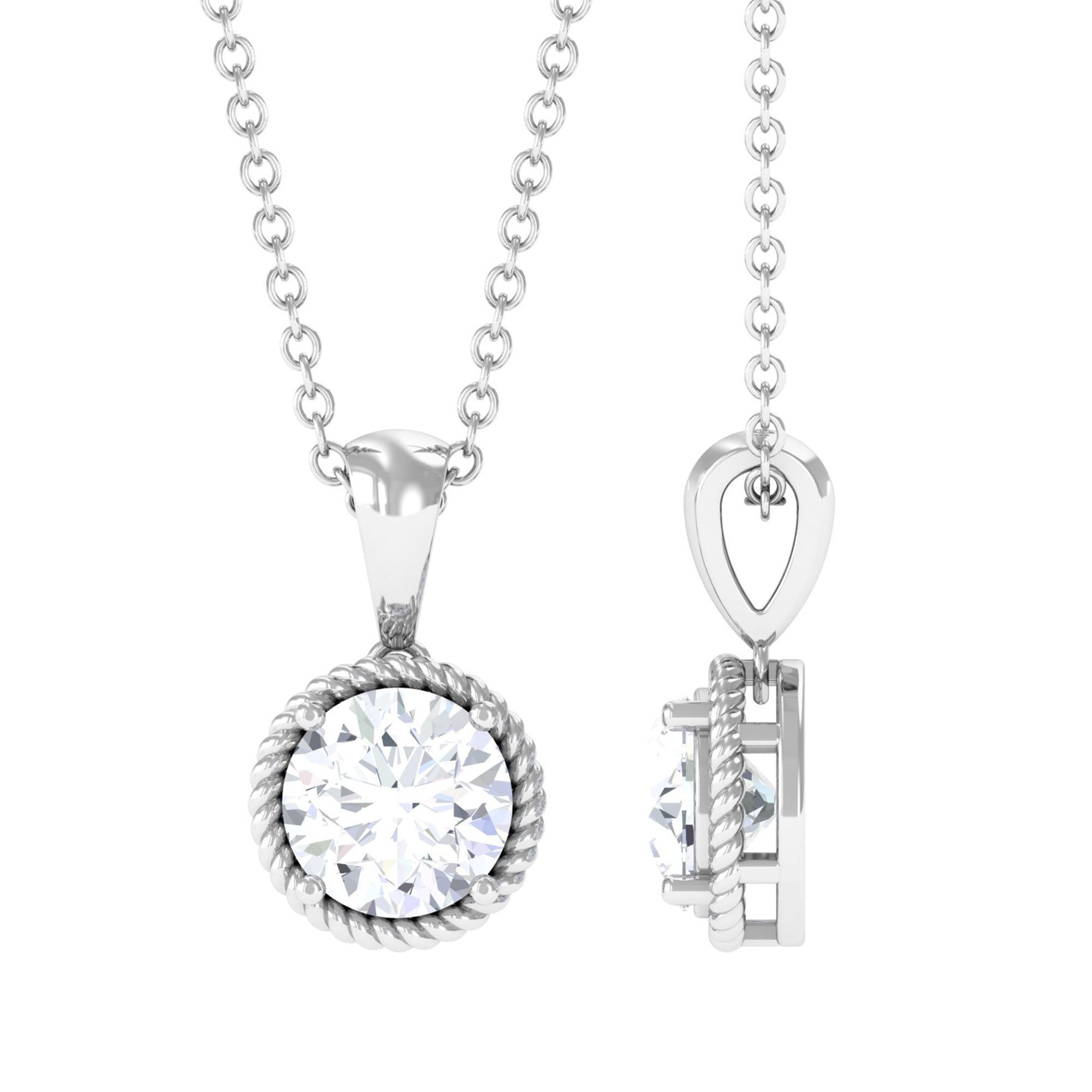 Vibrant Grown Labs-Lab Grown Diamond Solitaire Twisted Rope Pendant Necklace