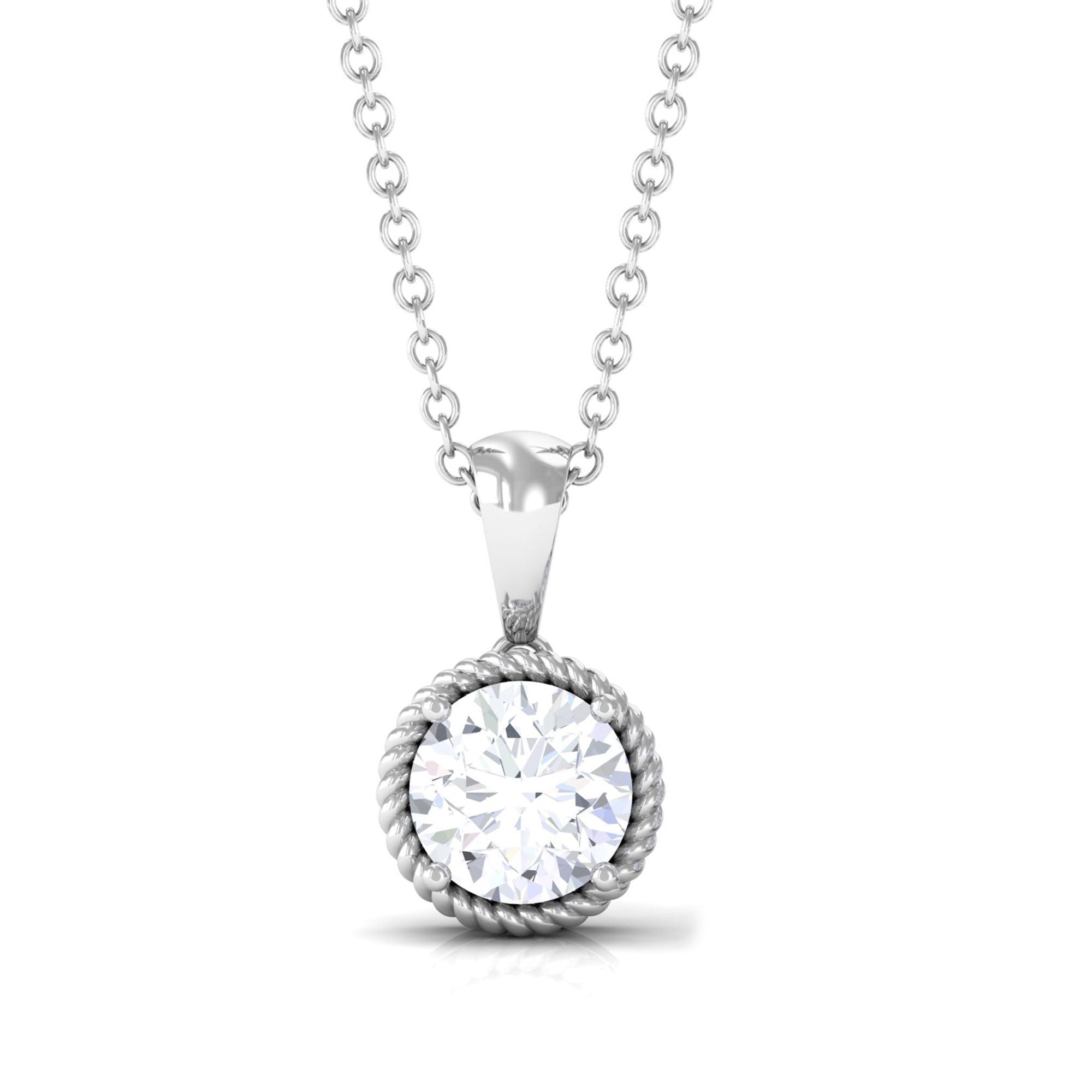 Vibrant Grown Labs-Lab Grown Diamond Solitaire Twisted Rope Pendant Necklace