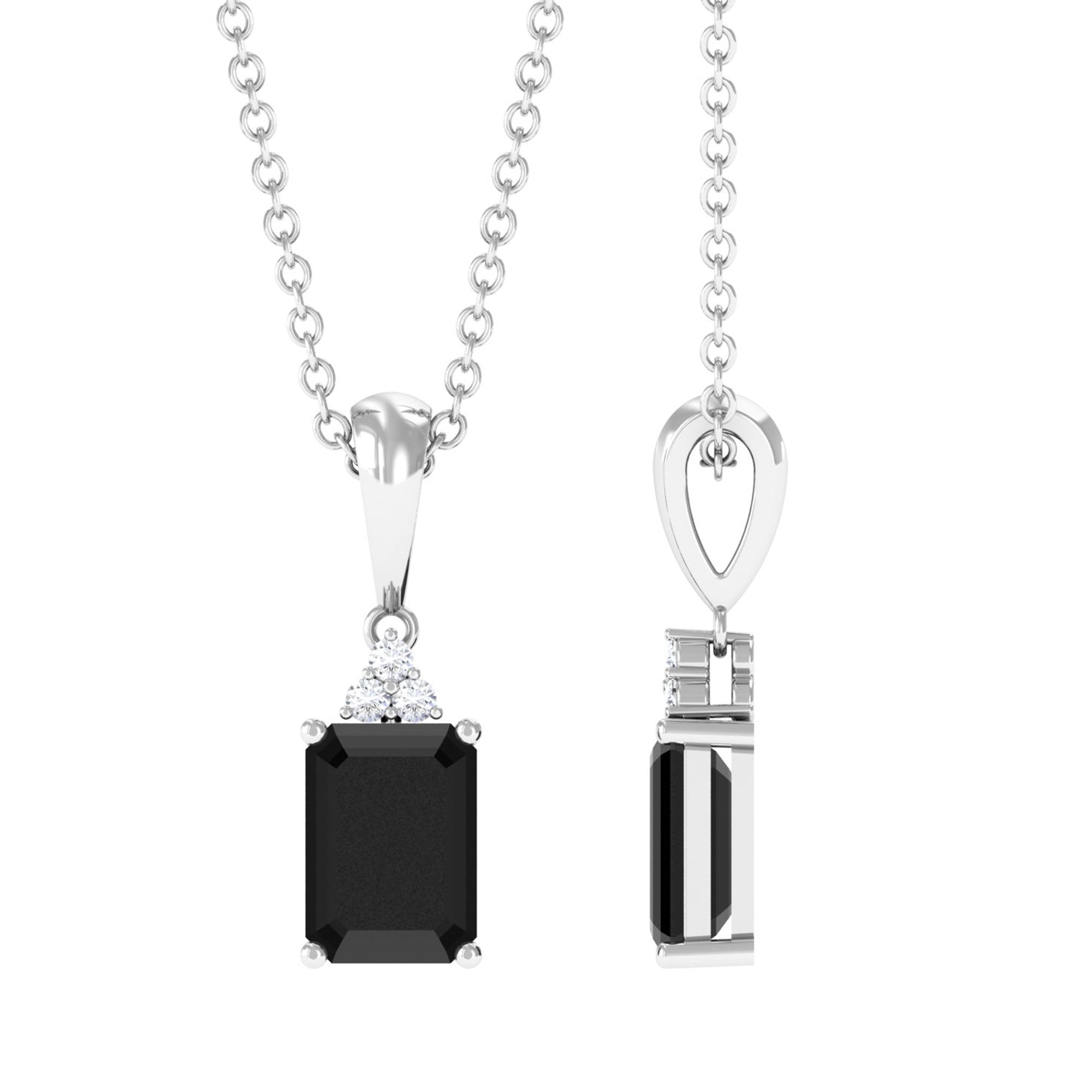 Vibrant Grown Labs-Emerald Cut Lab Grown Black Diamond Pendant Necklace