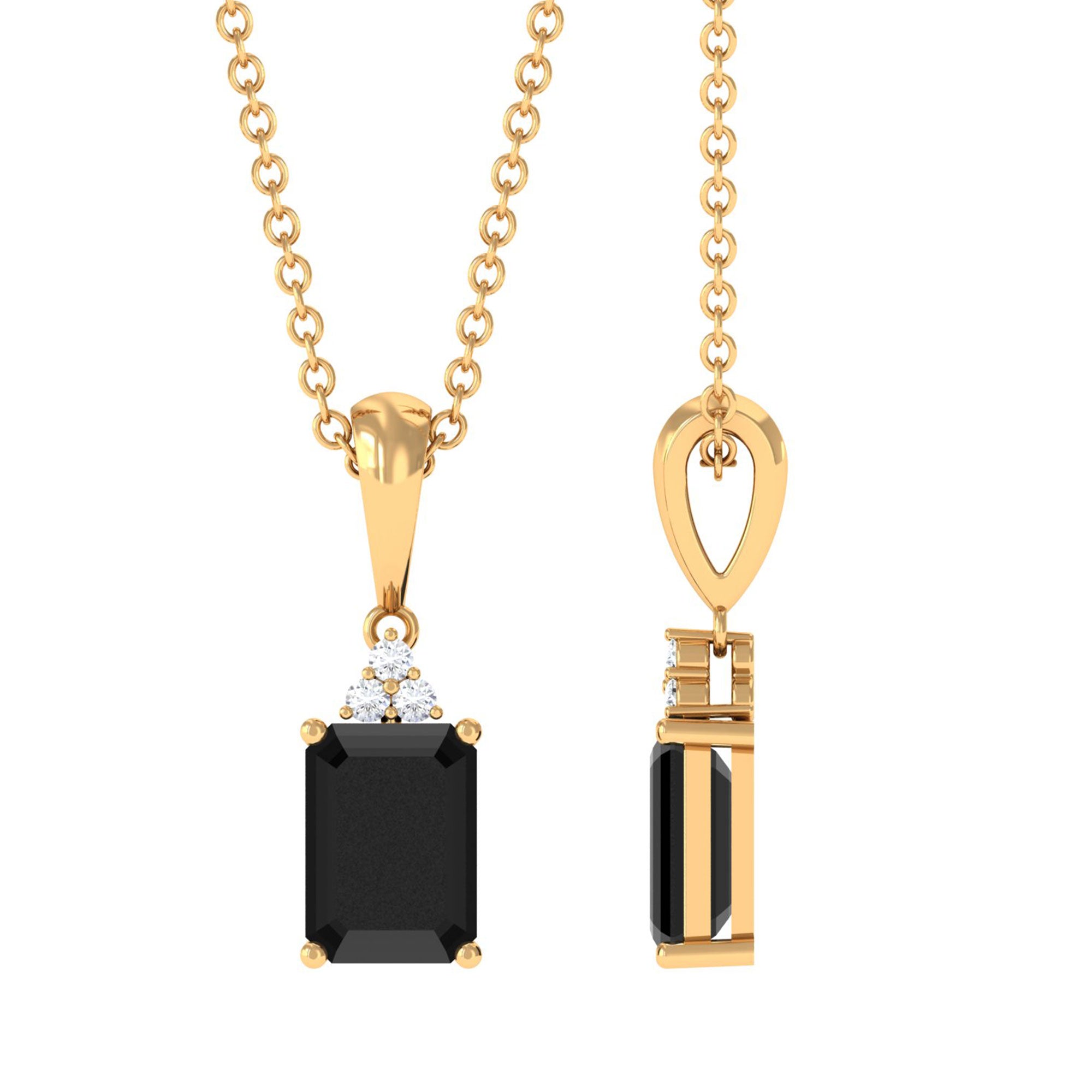 Vibrant Grown Labs-Emerald Cut Lab Grown Black Diamond Pendant Necklace