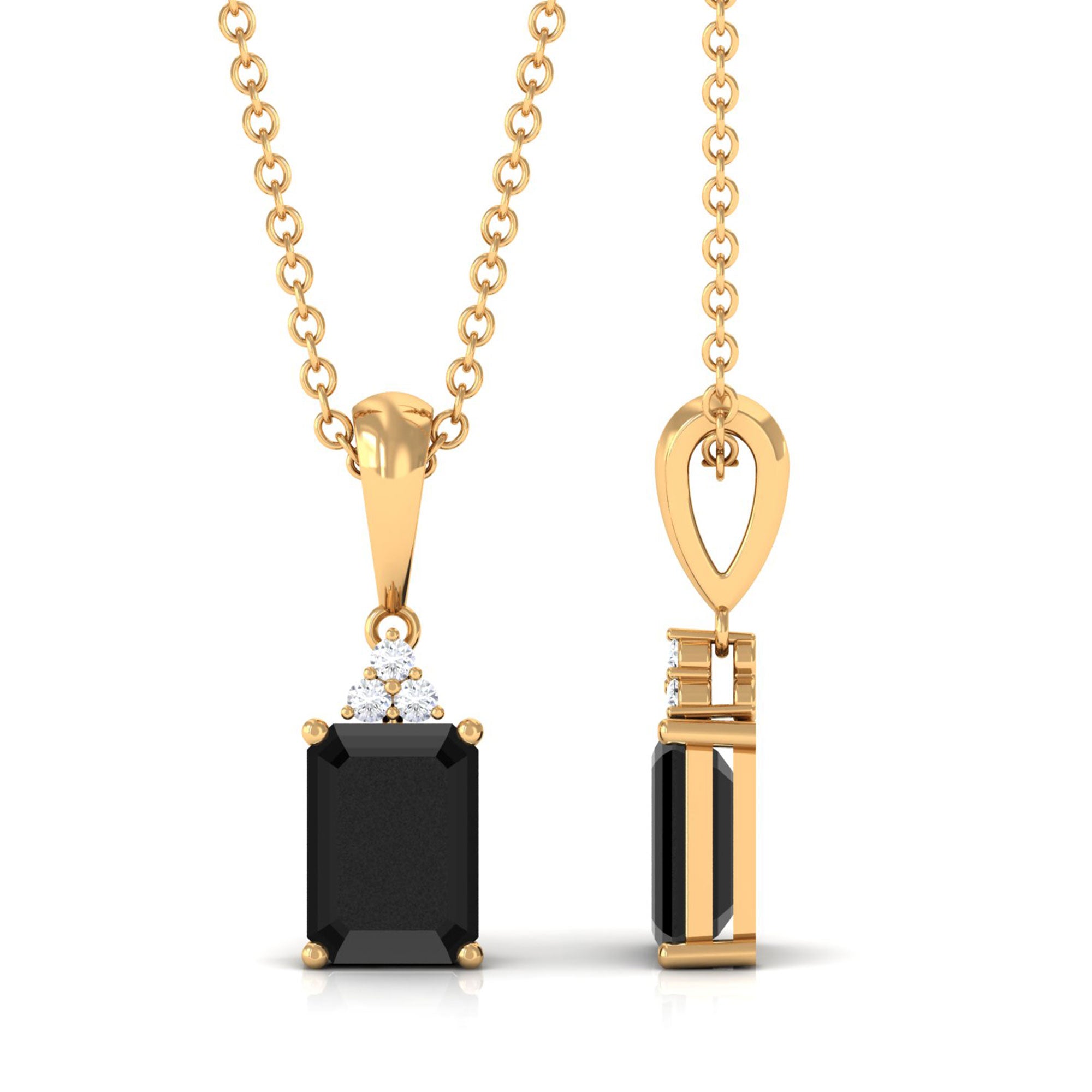 Vibrant Grown Labs-Emerald Cut Lab Grown Black Diamond Pendant Necklace