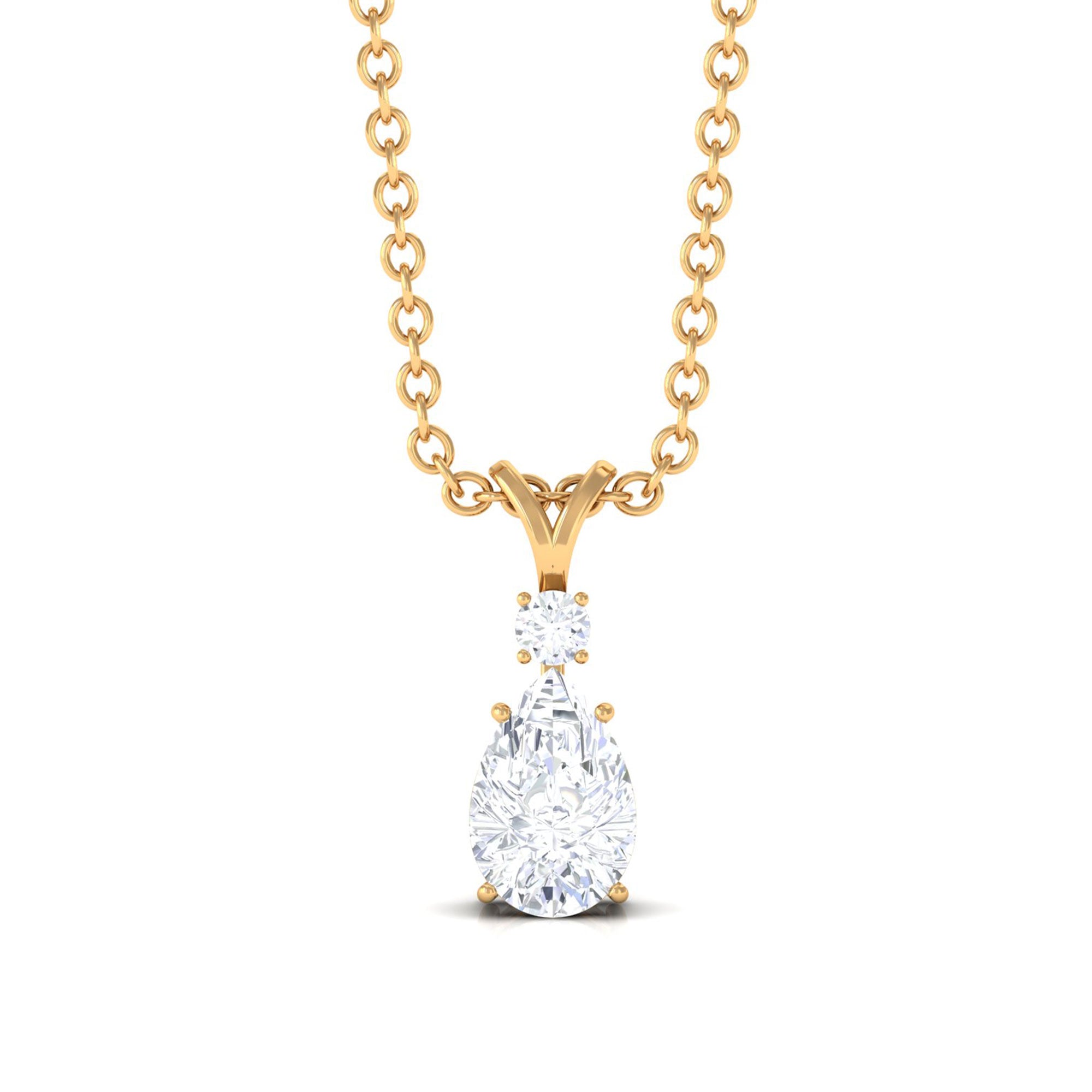 Vibrant Grown Labs-Pear Shape Lab Grown Diamond Solitaire Pendant Necklace