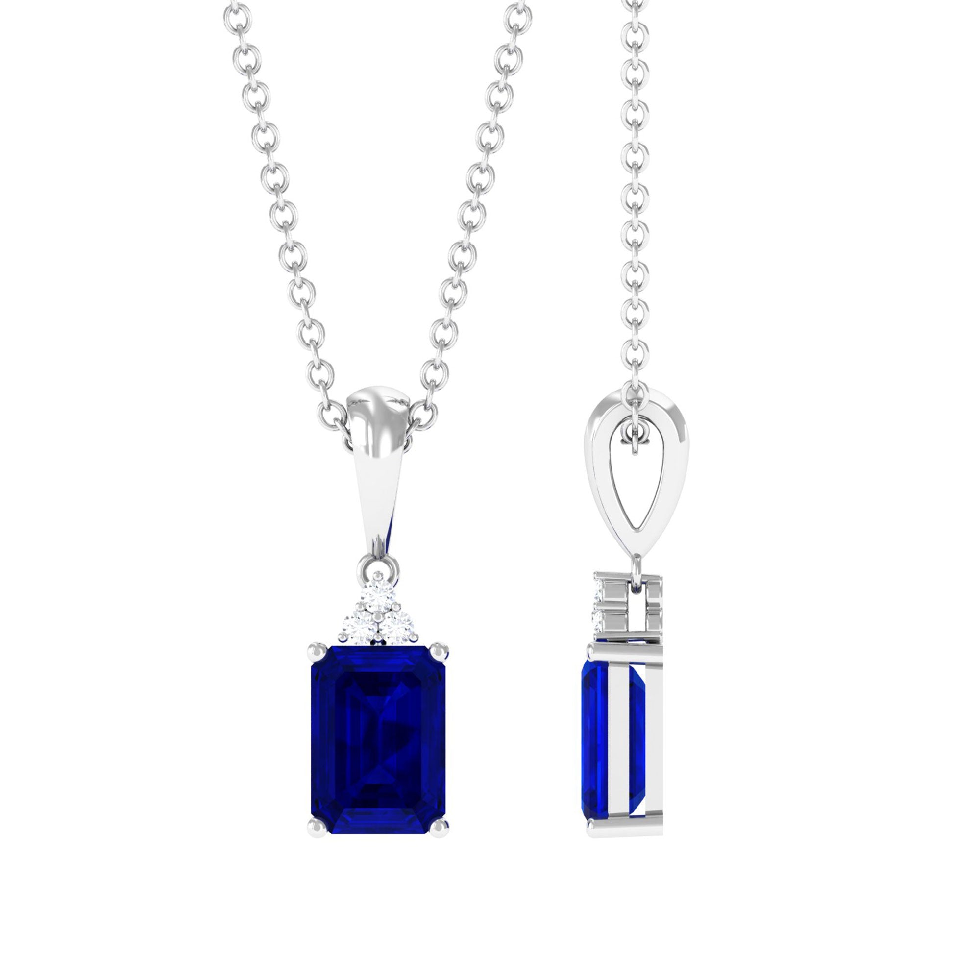 Vibrant Grown Labs-Lab Grown Blue Sapphire Minimal Pendant Necklace