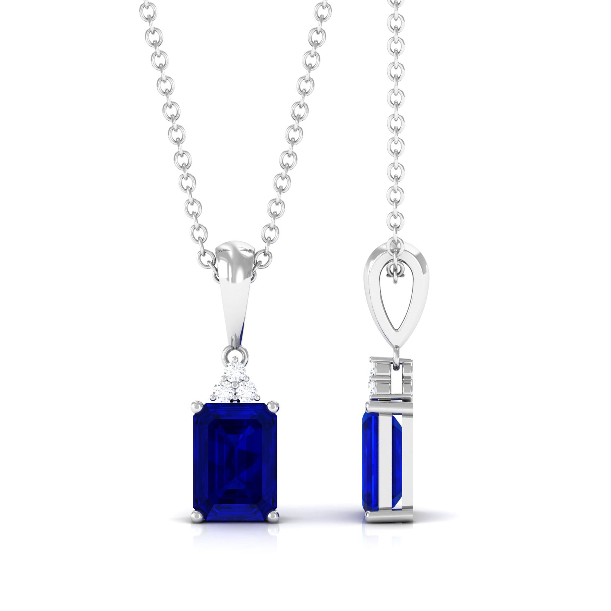 Vibrant Grown Labs-Lab Grown Blue Sapphire Minimal Pendant Necklace