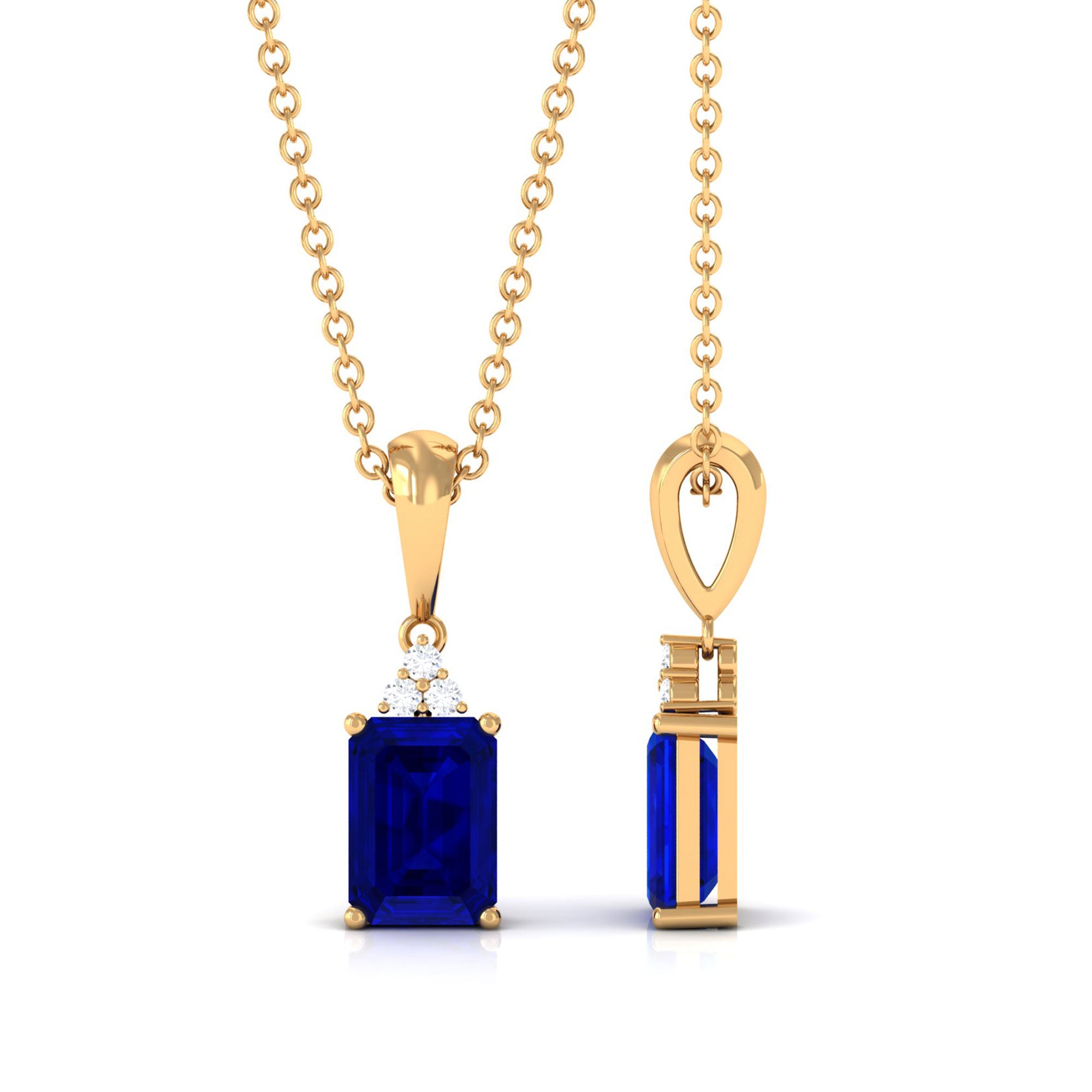 Vibrant Grown Labs-Lab Grown Blue Sapphire Minimal Pendant Necklace